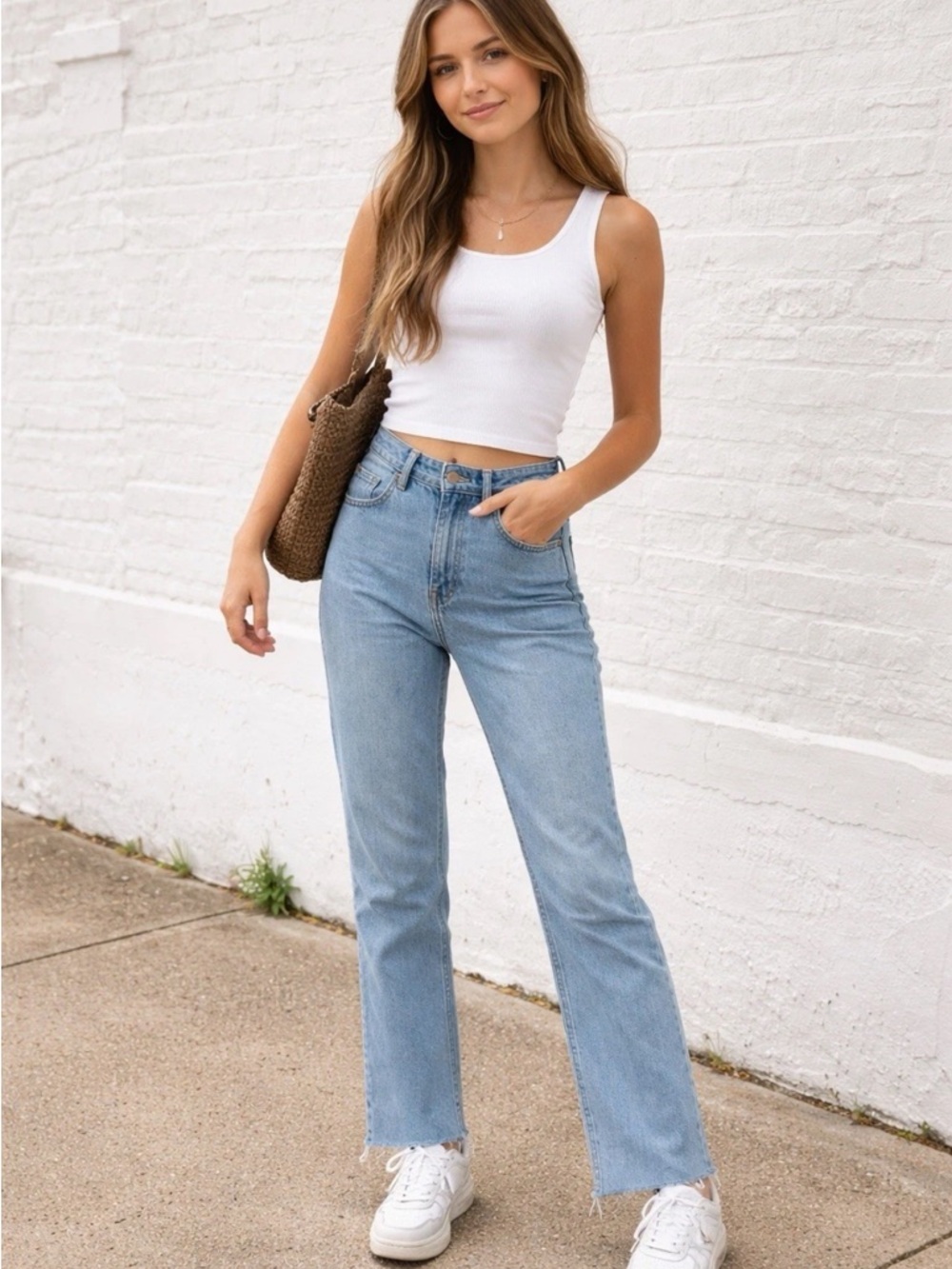 BDG Urban Outfitters High Rise Straight Leg Jeans 24 Light Wash Denim